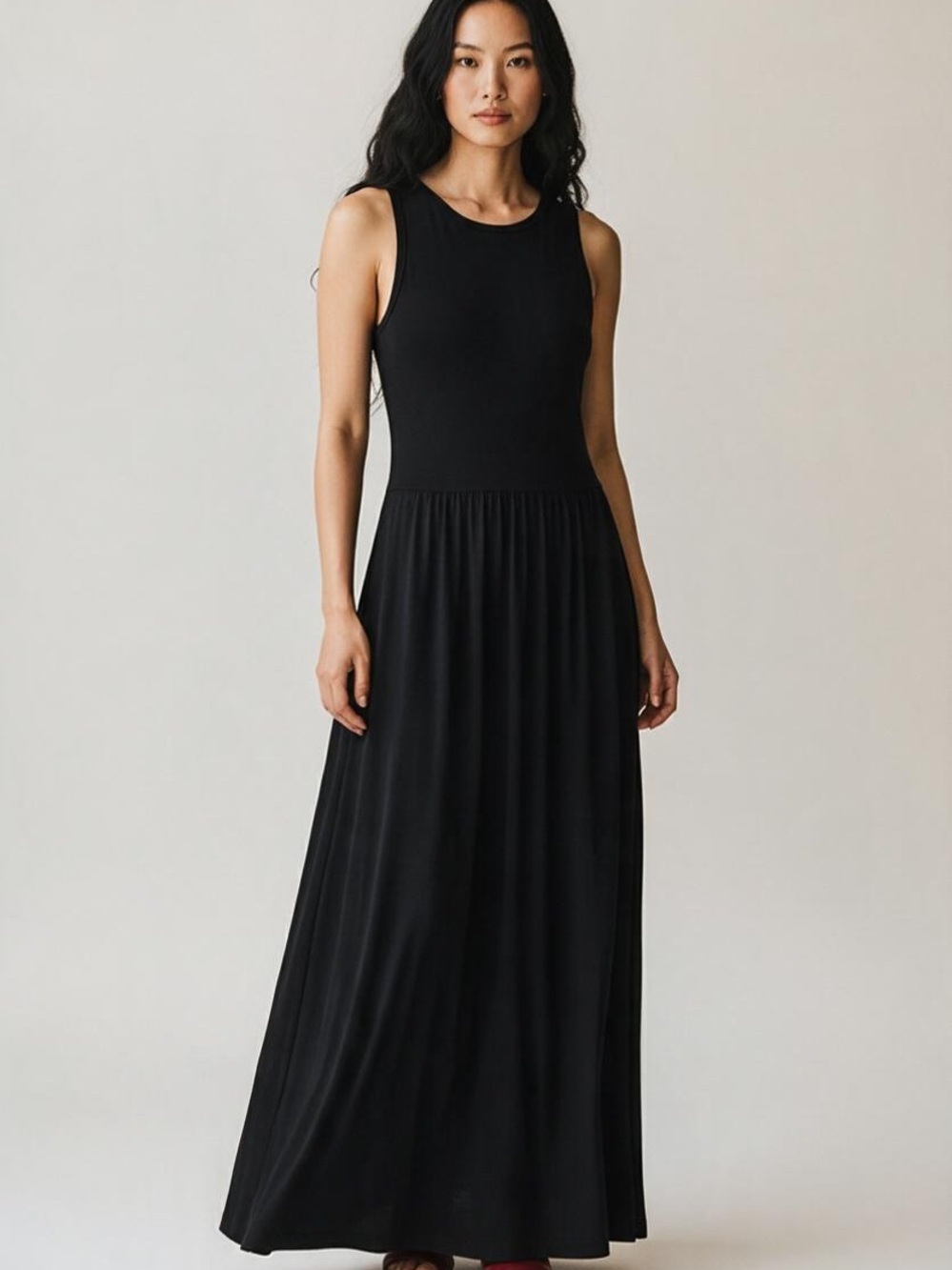 Halara Black Sleeveless Crisscross Open Back Maxi Dress with Pockets Medium